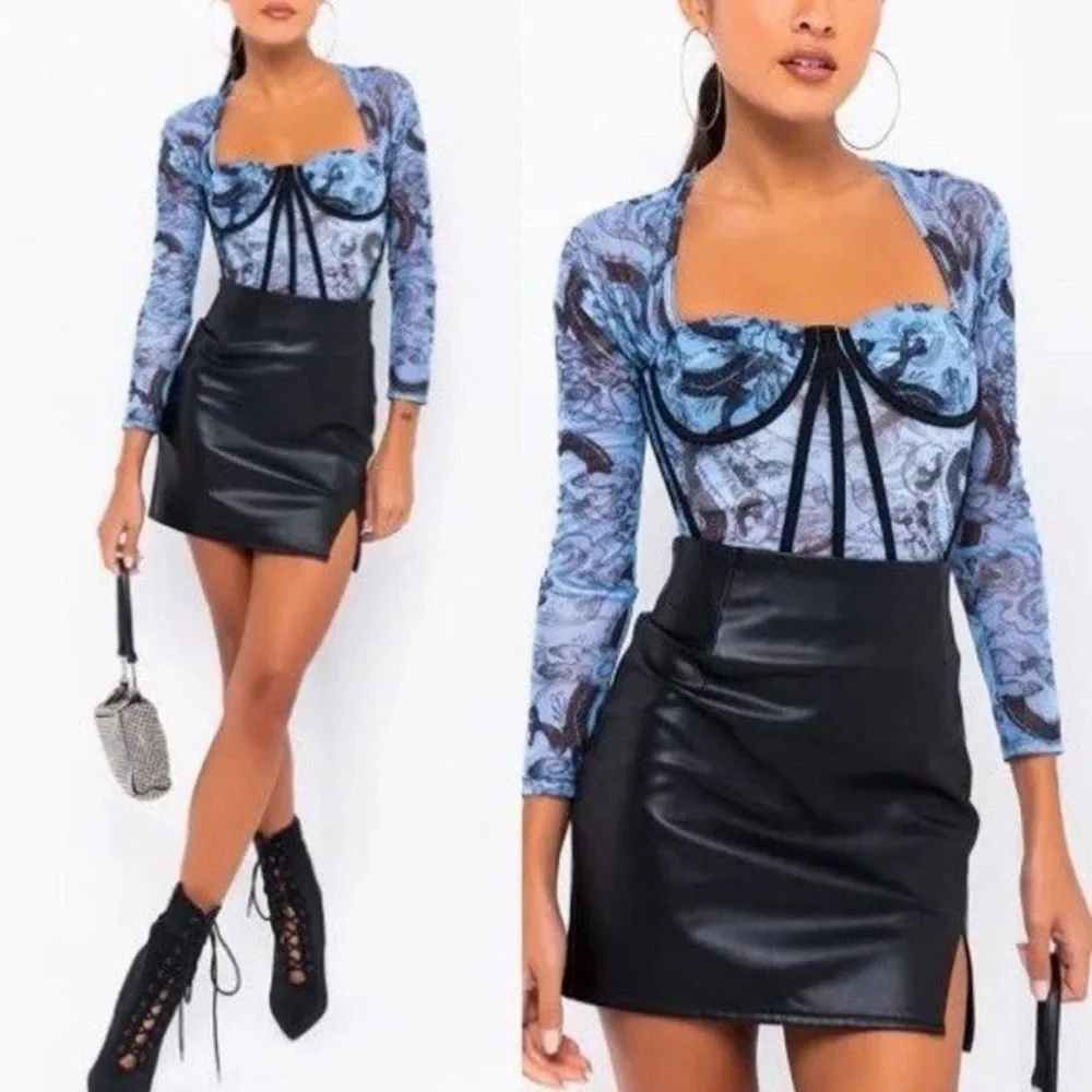 Akira Mystical Nights Dragon Print Power Mesh Corset Bustier Top Size Medium - Picture 3 of 8